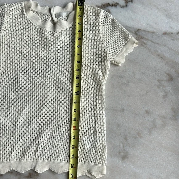 Revolve One Grey Day crocheted mesh short sleeve sweater - Picture 6 of 10